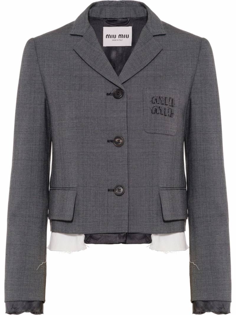 Miu Miu single-breasted Prince of Wales check blazer - Grey von Miu Miu