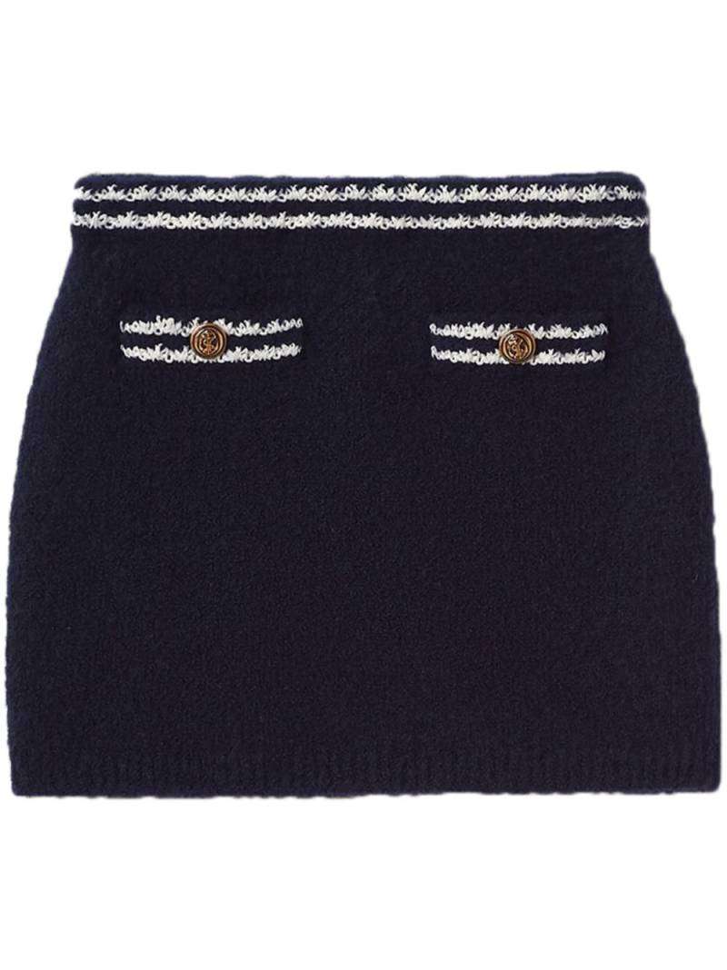 Miu Miu stripe-trim knitted cashmere miniskirt - Blue von Miu Miu