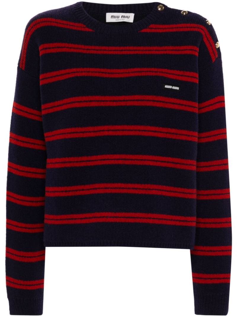 Miu Miu striped knitted jumper - Blue von Miu Miu