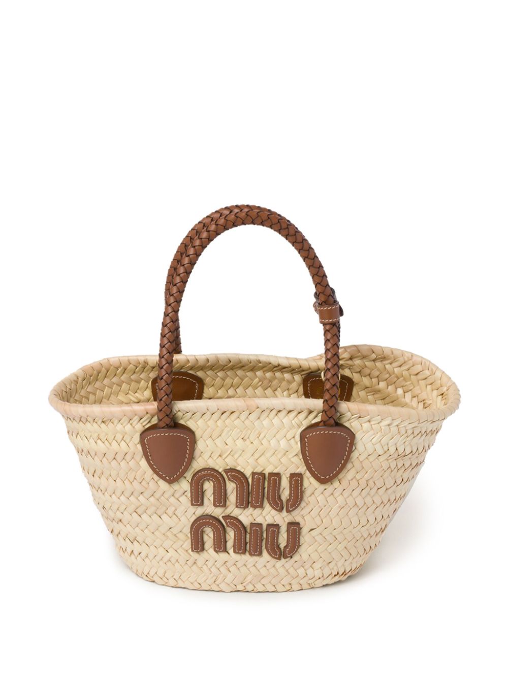 Miu Miu woven straw tote bag - Neutrals von Miu Miu