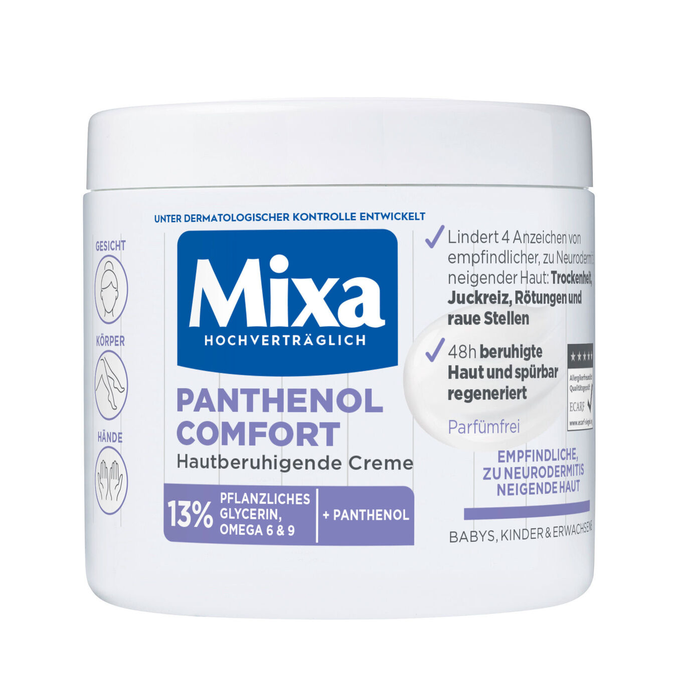 Mixa Panthenol Comfort Hautberuhigende Creme 400ml Damen von Mixa