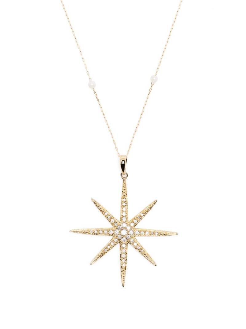 Mizuki 14kt yellow gold star diamond pearl chain necklace von Mizuki