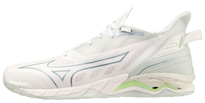 Einzelstück Mizuno Sport Handballschuh Wave Mirage 5 W Indoor Women - White/Glacial Ridge/Patina Green (Grösse: UK 6.5) von Mizuno Sport