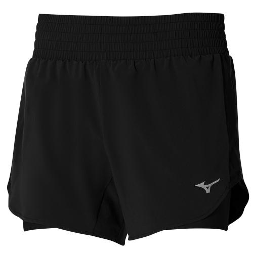 Mizuno Sport 2in1 4.5 Short W - Black (Grösse: S) von Mizuno Sport