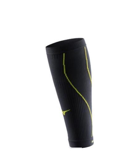 Mizuno Sport Compression Suport Sleeves Calf Sleeves - Blk/Safety ylw (Grösse: L) von Mizuno Sport