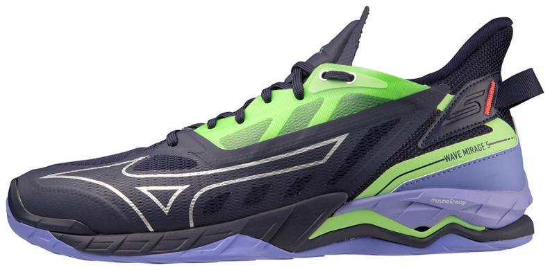 Mizuno Sport Handballschuh Wave Mirage 5 M/UX Indoor Men - Evening Blue/Techno Green/lolite (Grösse: UK 10) von Mizuno Sport