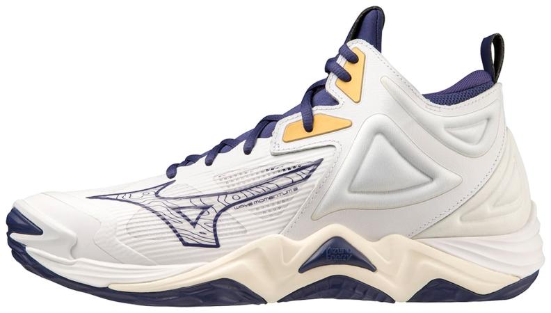 Mizuno Sport Volleyballschuh Wave Momentum 3 Mid M/UX Indoor Men - White/Blue Ribbon/MP Gold (Grösse: UK 10.5) von Mizuno Sport