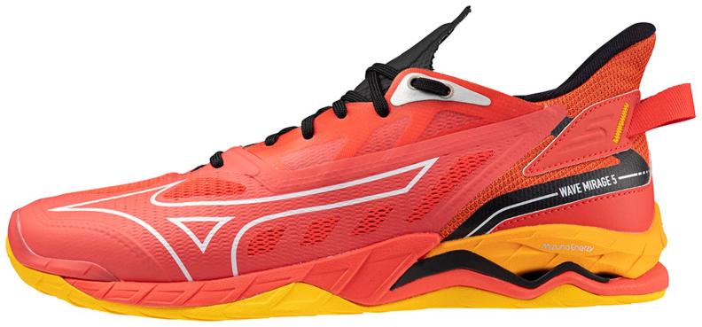 Mizuno Sport Handballschuh Wave Mirage 5 M/UX Indoor Men - Radiant Red/White/Carrot Curl (Grösse: UK 12) von Mizuno Sport