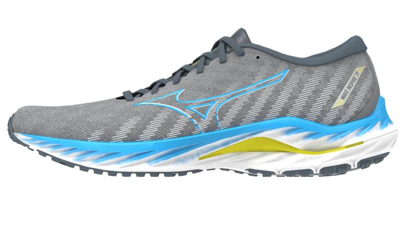 Mizuno Sport Laufschuh Wave Inspire 19 M Support Men - Ghost Gray/Jet Blue/Bolt 2 (Neon) (Grösse: UK 10) von Mizuno Sport