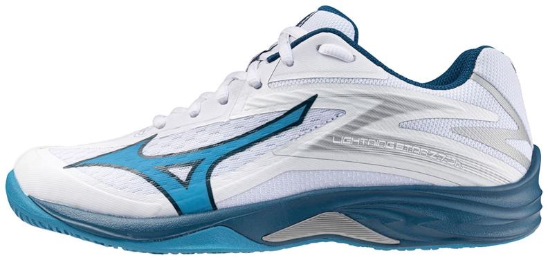 Mizuno Sport Volleyballschuh Lightning Star Z7 Junior Indoor Junior - White/Sailor Blue/Silver (Grösse: UK 1) von Mizuno Sport