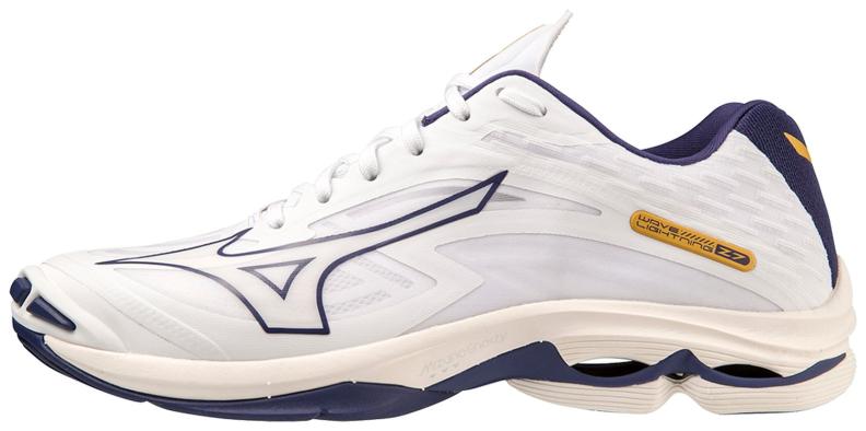 Mizuno Sport Volleyballschuh Wave Lightning Z7 M/UX Indoor Men - White/Blue Ribbon/MP Gold (Grösse: UK 9.5) von Mizuno Sport