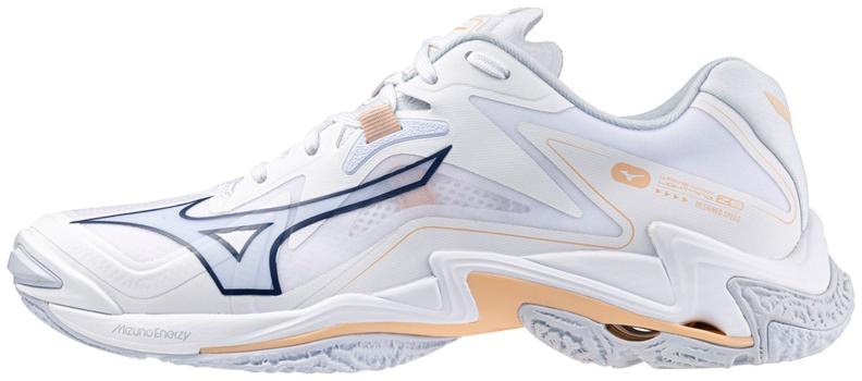 Mizuno Sport Volleyballschuh Wave Lightning Z8 W Indoor Women - White/Navy Peony/Peach Parfait (Grösse: UK 7) von Mizuno Sport