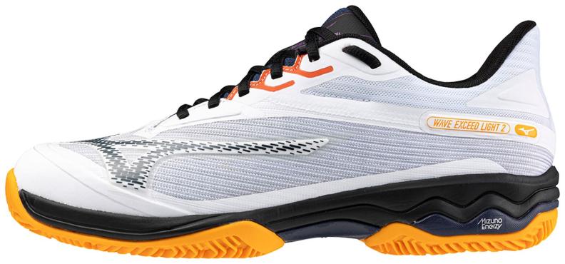 Mizuno Sport Wave Exceed Light 2 Padel CC M Tennis Men Clay Court - White/Dress Blues/Carrot Curl (Grösse: UK 10) von Mizuno Sport