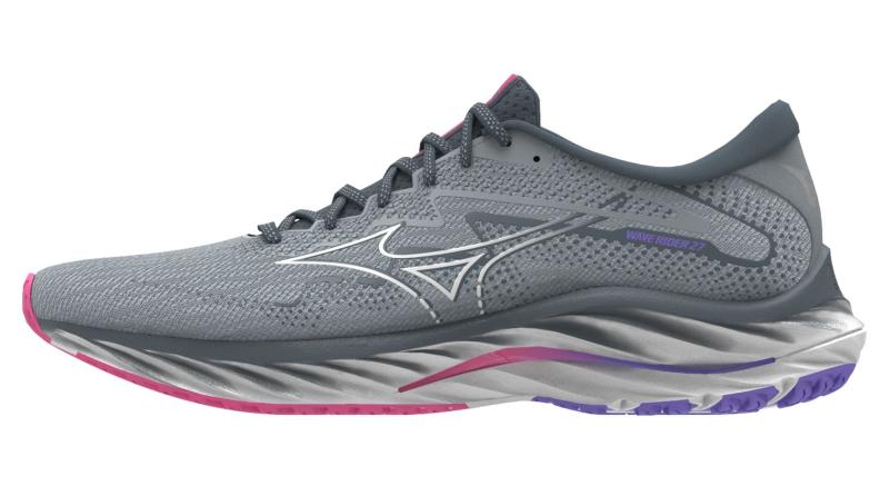 Mizuno Sport Laufschuh Wave Rider 27 W Neutral Women - Pearl Blue/White/High-Vis Pink (Grösse: UK 7.5) von Mizuno Sport