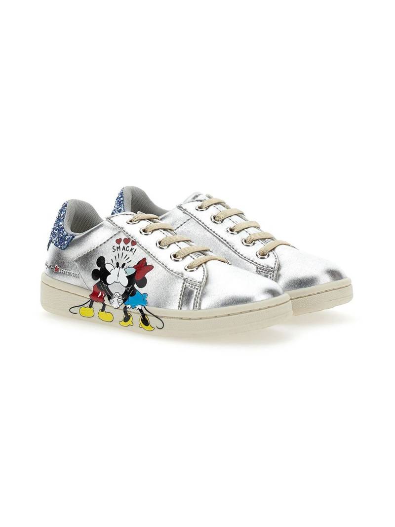 Moa Kids Mickey + Minnie glitter-detail sneakers - Silver von Moa Kids