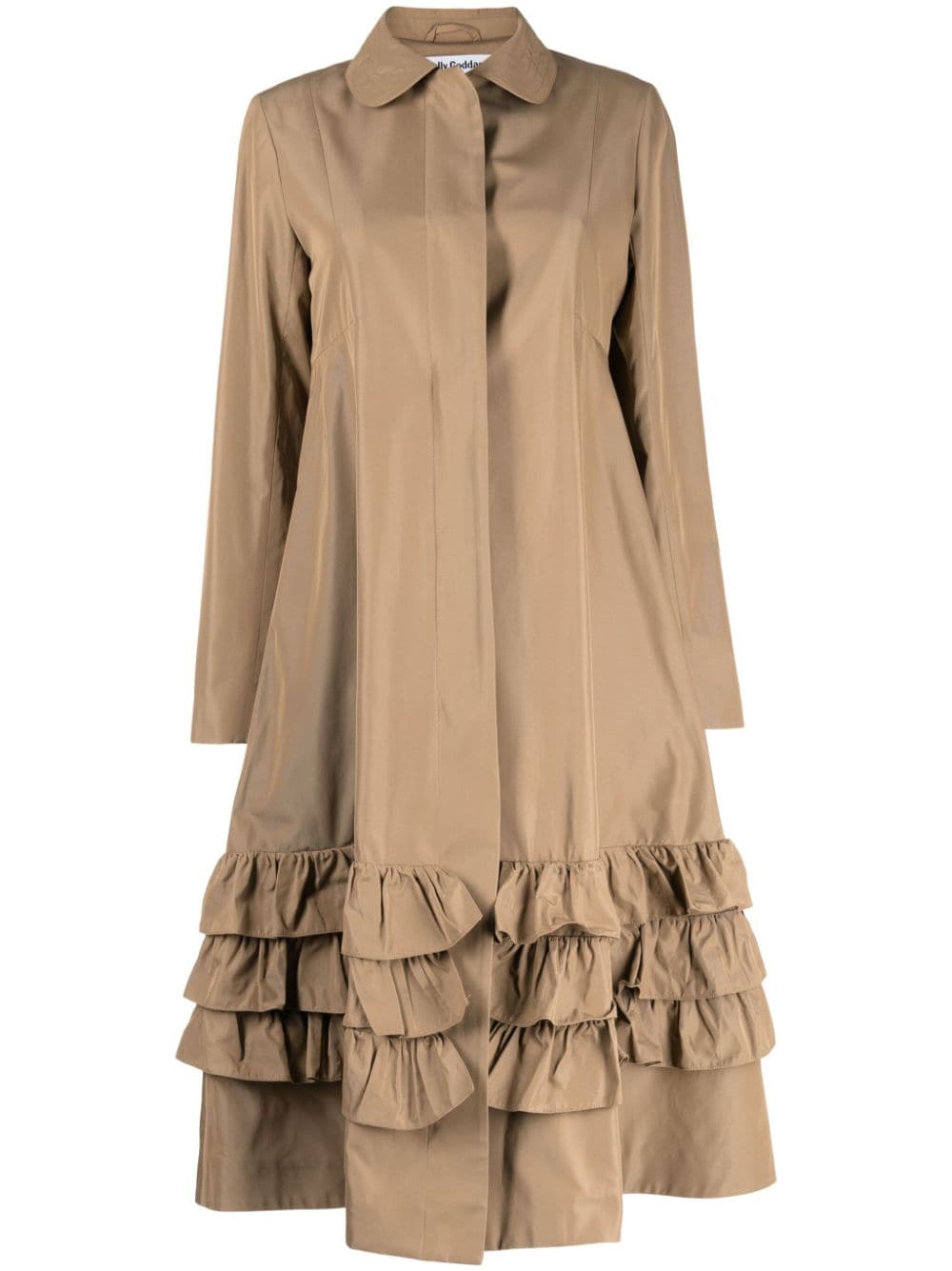 Molly Goddard Lacey ruffle-trim twill coat - Brown von Molly Goddard