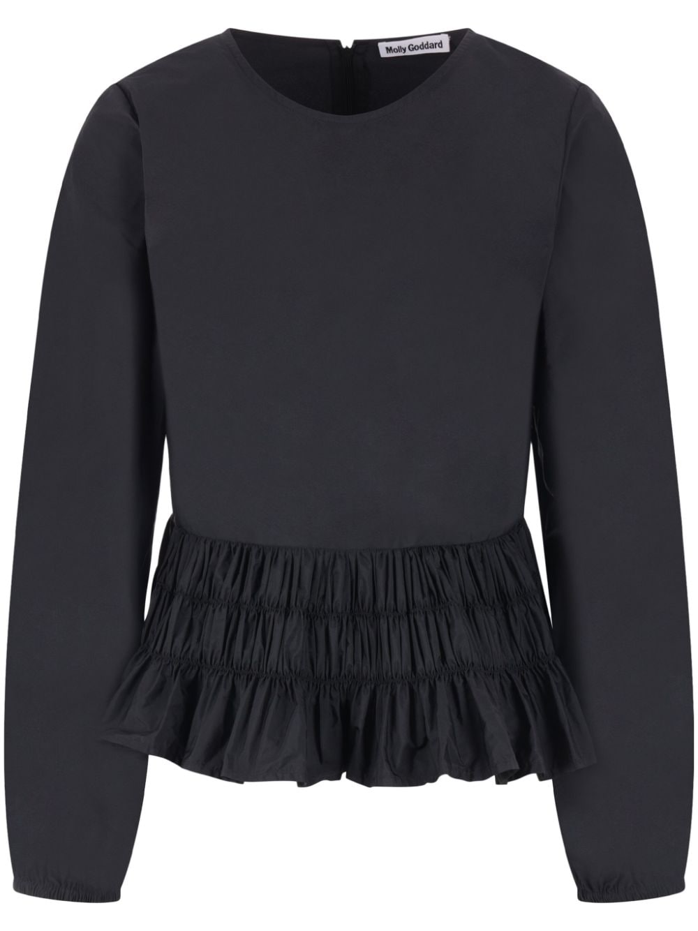 Molly Goddard Nina shirred peplum top - Black von Molly Goddard