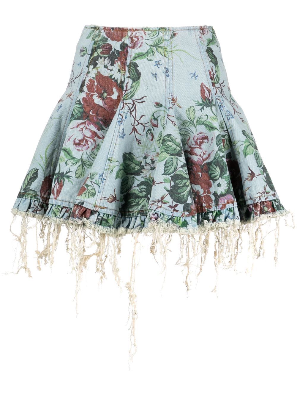 Molly Goddard floral-print distressed skirt - Blue von Molly Goddard