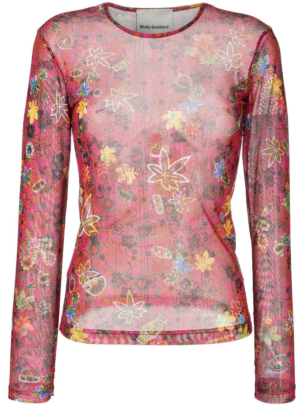 Molly Goddard floral-print mesh top - Multicolour von Molly Goddard