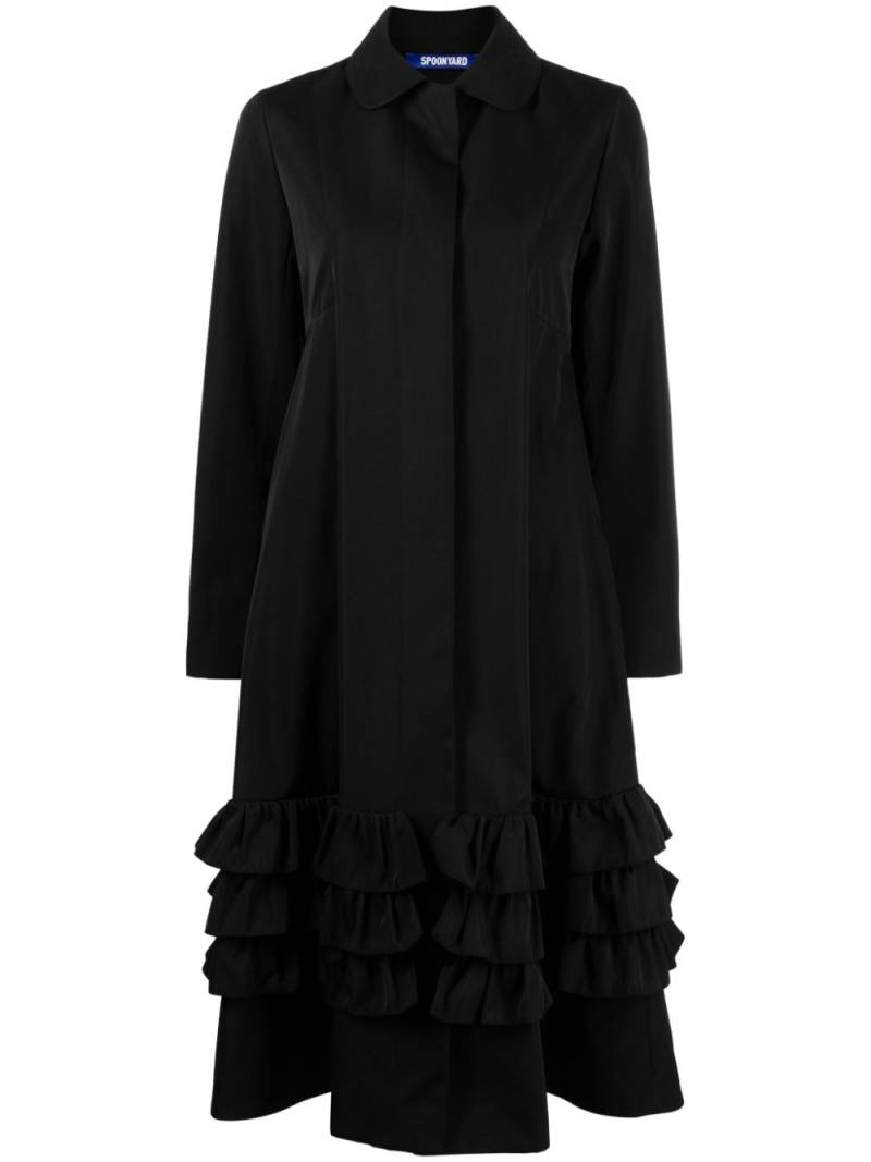 Molly Goddard ruffled-trim single-breasted coat - Black von Molly Goddard