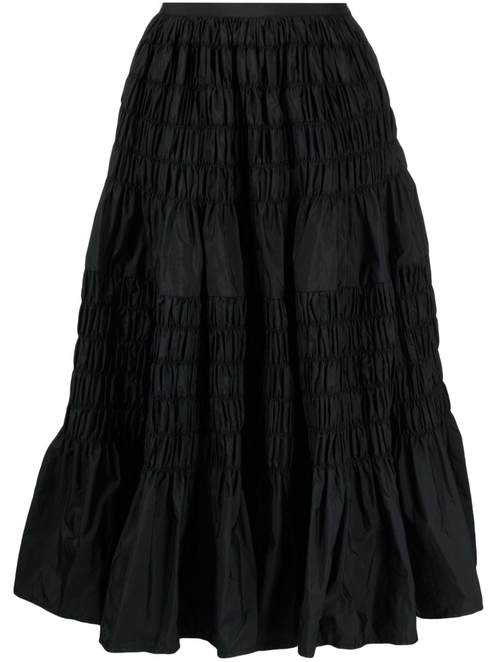 Molly Goddard shirred tiered midi skirt - Black von Molly Goddard