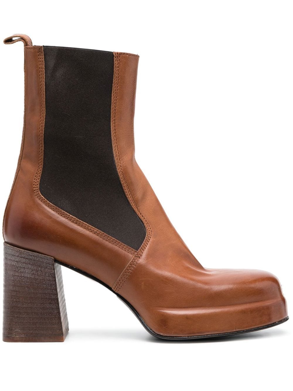 Moma block-heel leather boots - Brown von Moma