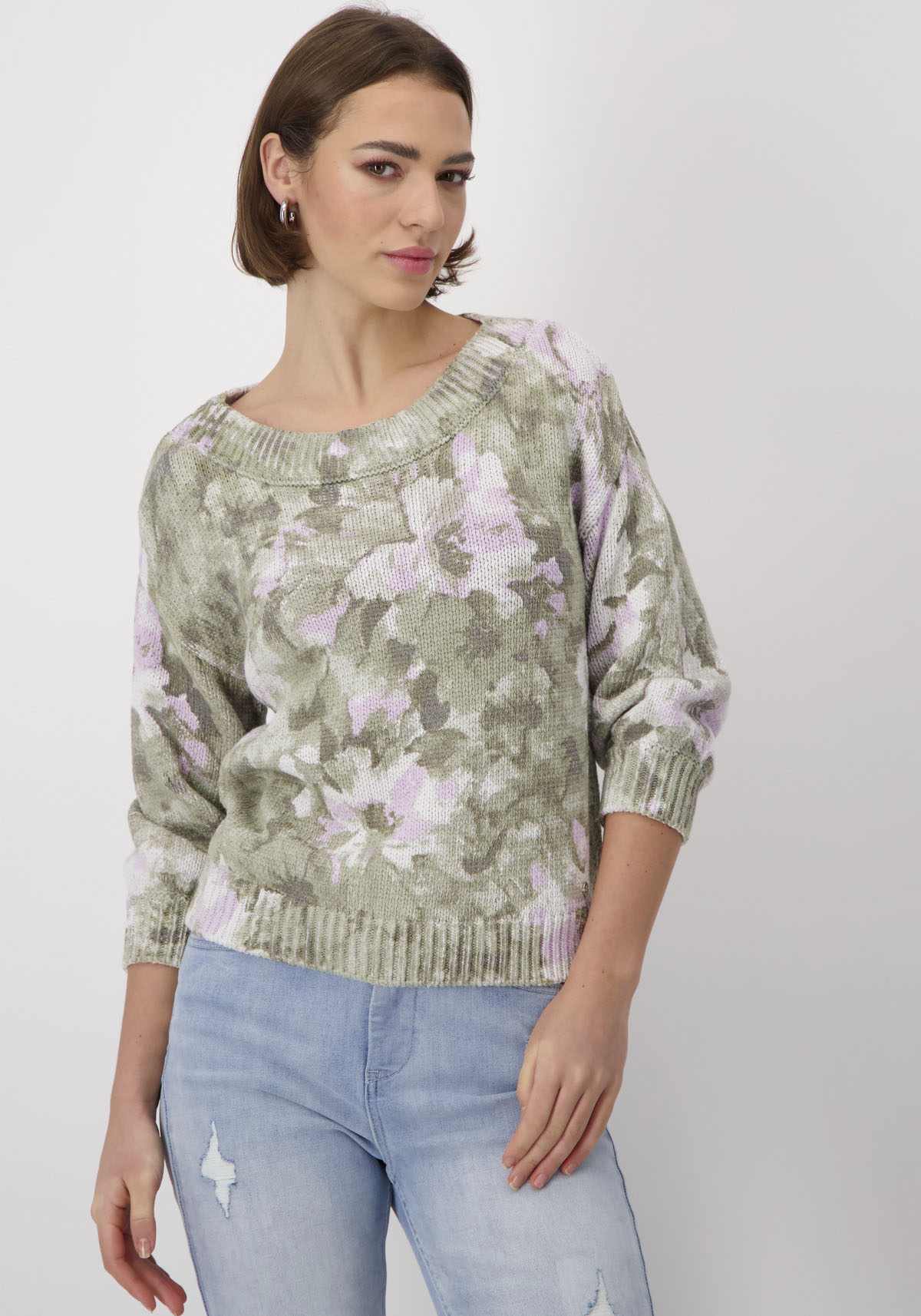 Monari 3/4 Arm-Pullover, mit Blumendruck von Monari