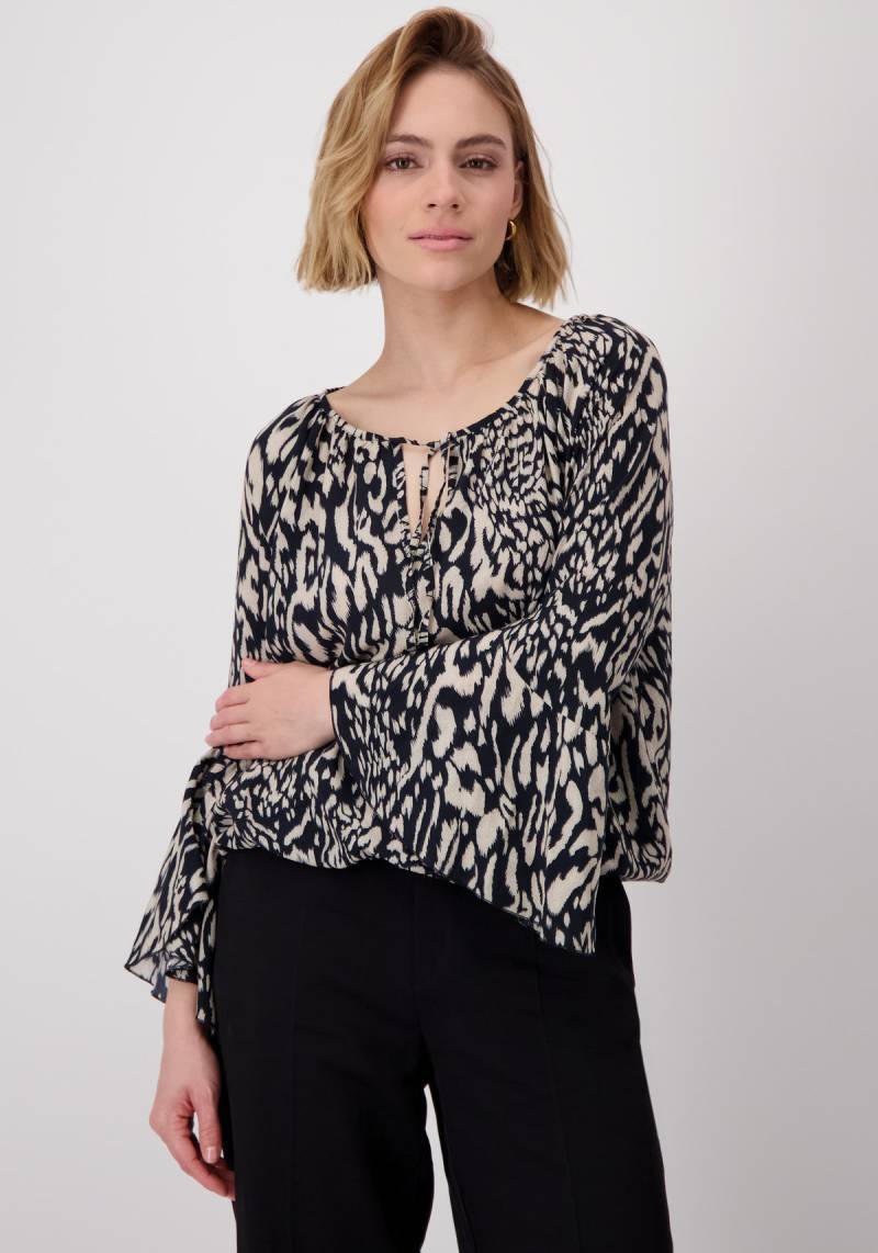 Monari Langarmbluse »Bluse Leo allover«, Mit Rundhalsausschnitt mit Schlitz von Monari