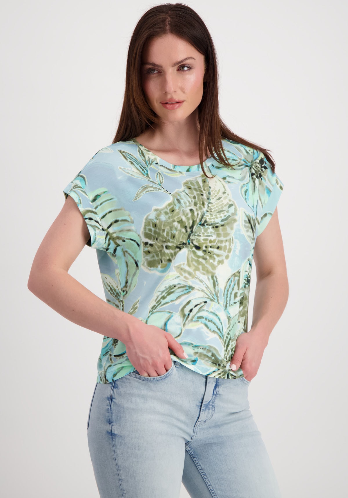 Monari Rundhalsshirt, mit Blumenmuster von Monari