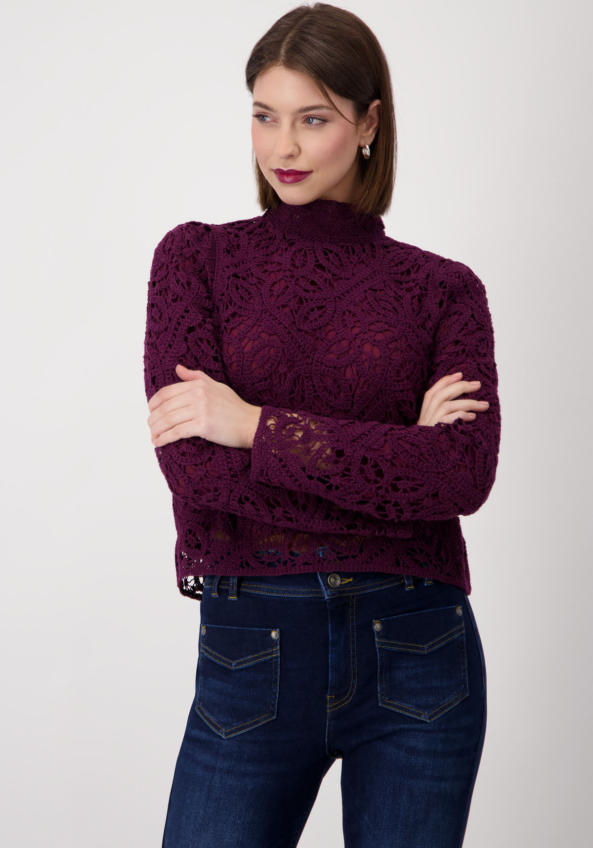 Monari Spitzenshirt »Cornelly Pullover«, Häkelmuster mit Untershirt von Monari