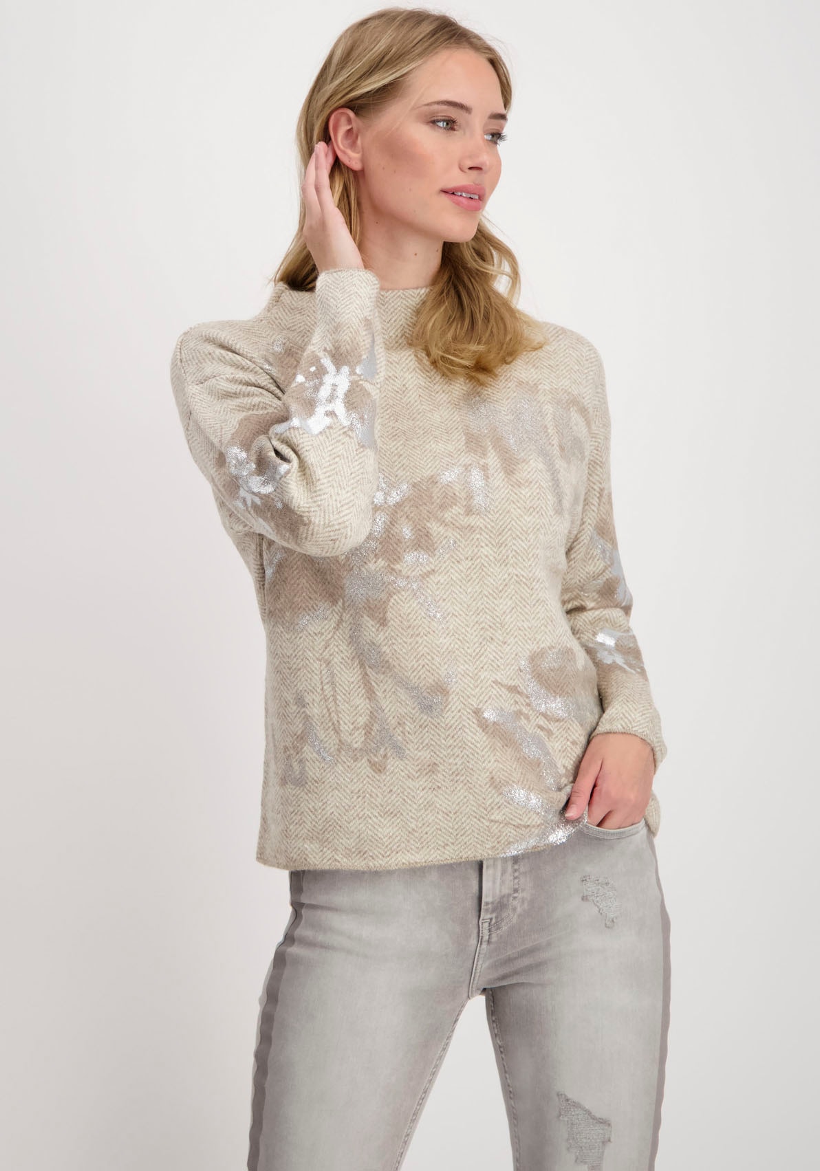 Monari Stehkragenpullover, mit Alloverprint von Monari