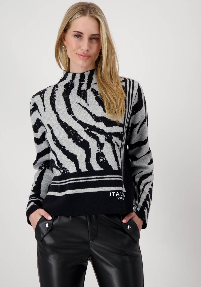 Monari Stehkragenpullover, mit allover Print von Monari