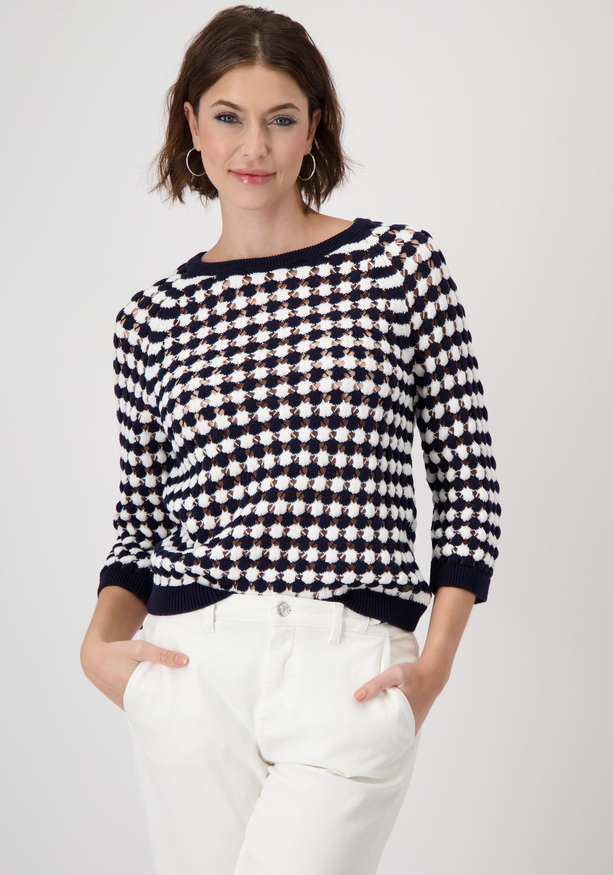 Monari Strickpullover »Pullover Ringel Ajour«, Mit Rundhalsausschnitt Monari Strickpullover »Pullover Ringel Ajour«, Mit Rundhalsausschnitt von Monari