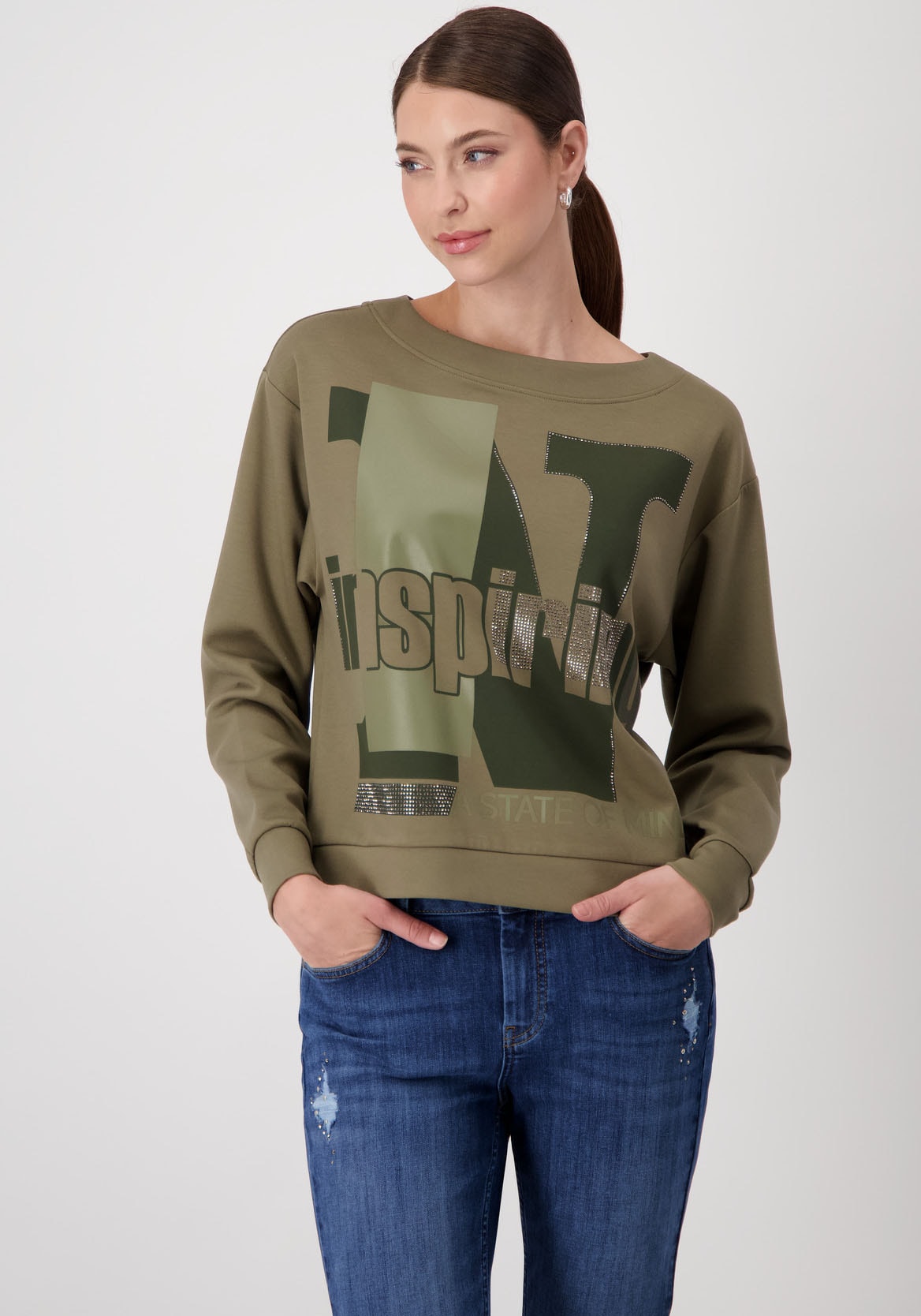 Monari Sweatshirt, mit Folienglanzschrift von Monari