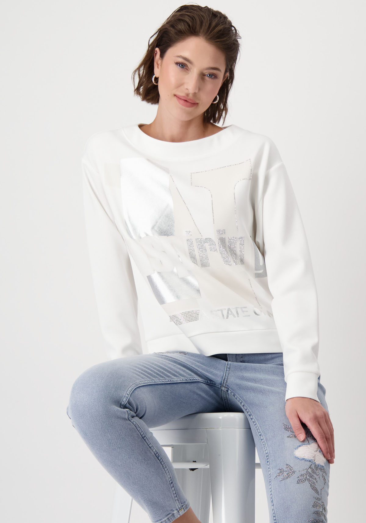 Monari Sweatshirt, mit Folienglanzschrift von Monari