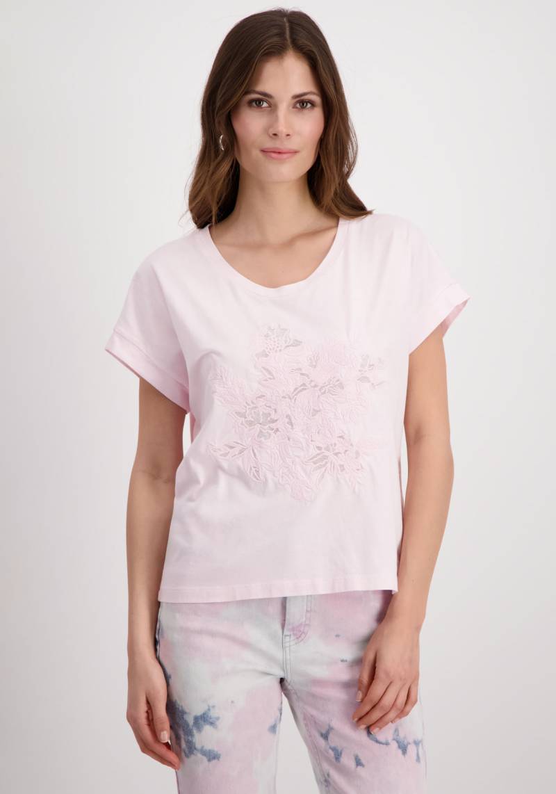 Monari Rundhalsshirt, mit gestickten Blumen von Monari