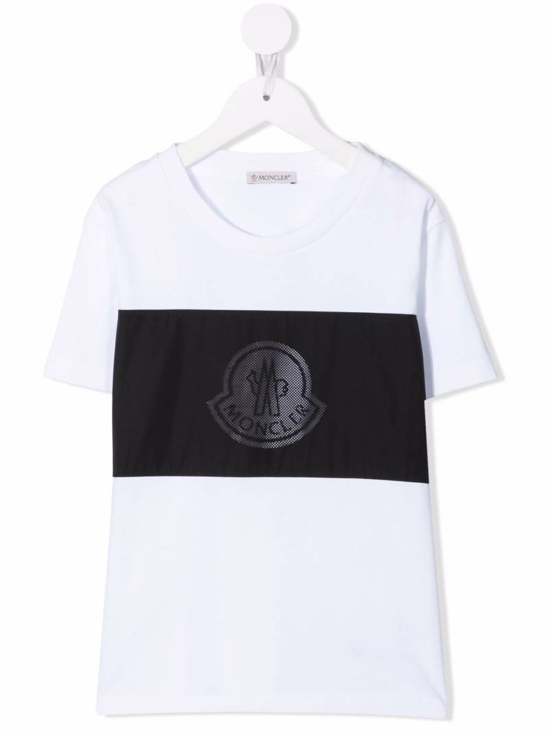 Moncler Enfant perforated-logo panelled T-shirt - White von Moncler Enfant