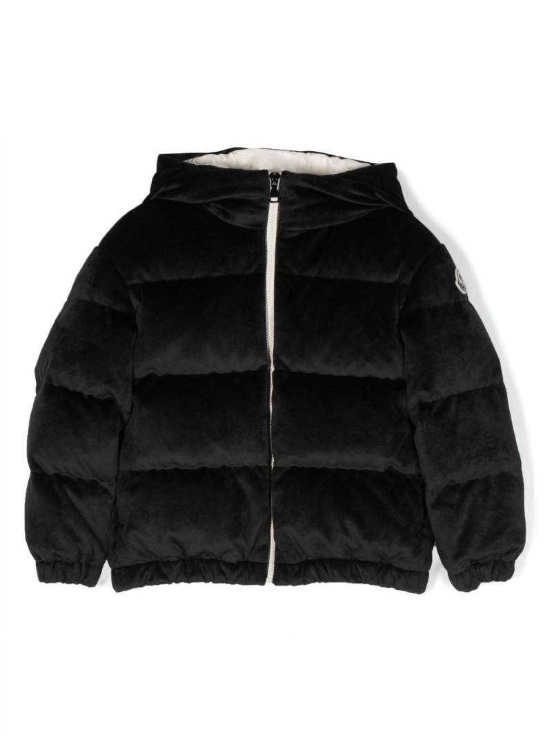 Moncler Enfant Daos velour padded down jacket - Black von Moncler Enfant