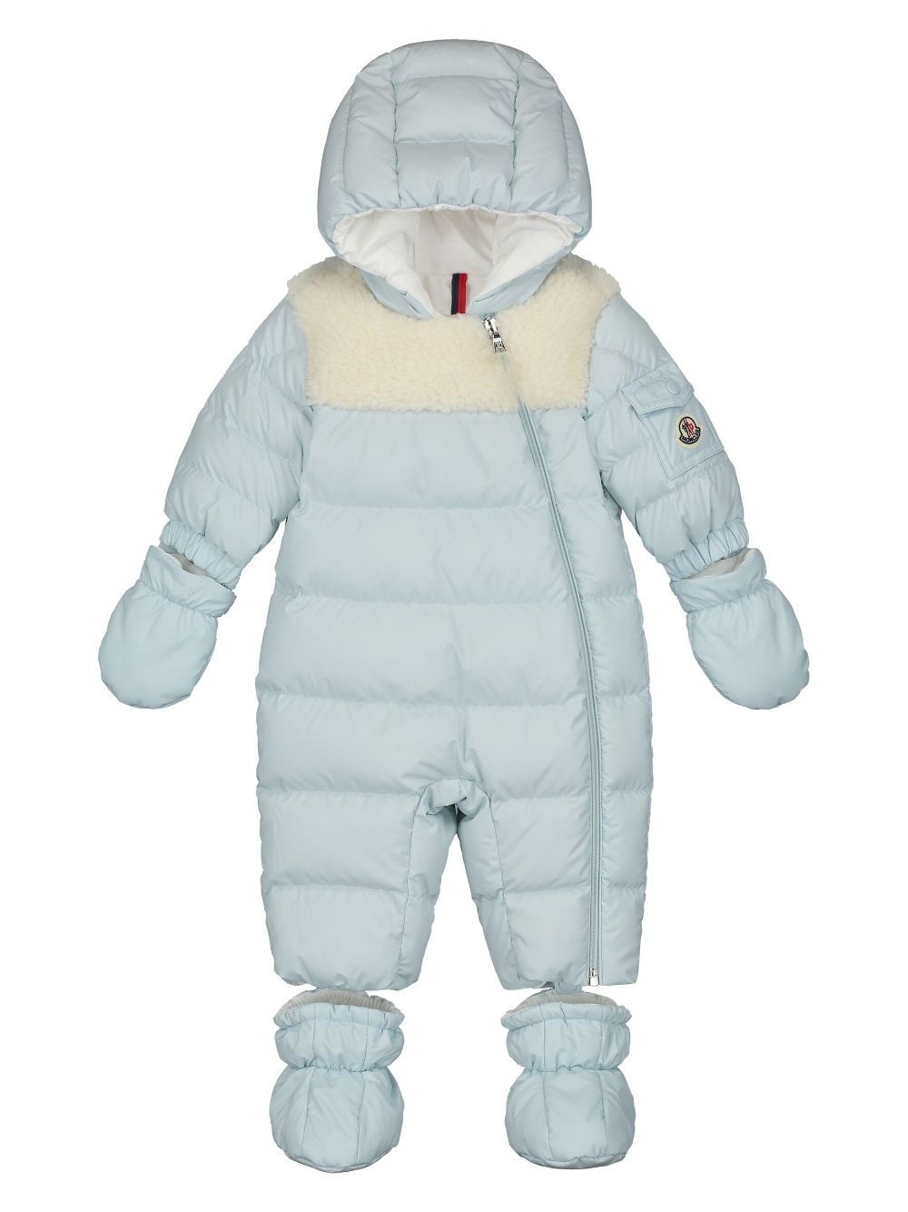 Moncler Enfant Indro teddy-trimmed hooded snowsuit - Blue von Moncler Enfant