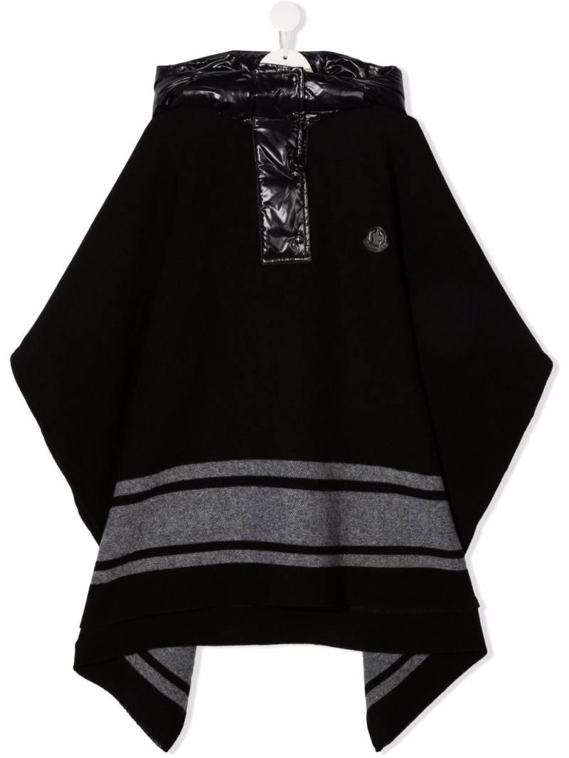 Moncler Enfant TEEN hooded cape coat - Black von Moncler Enfant