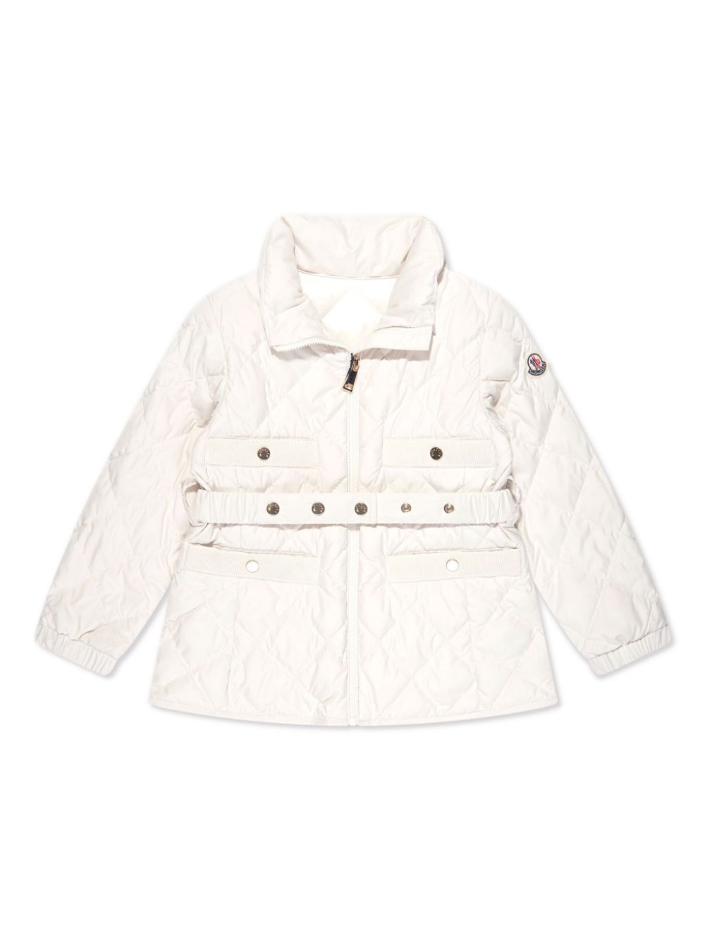 Moncler Enfant belted-waist quilted puffer jacket - White von Moncler Enfant