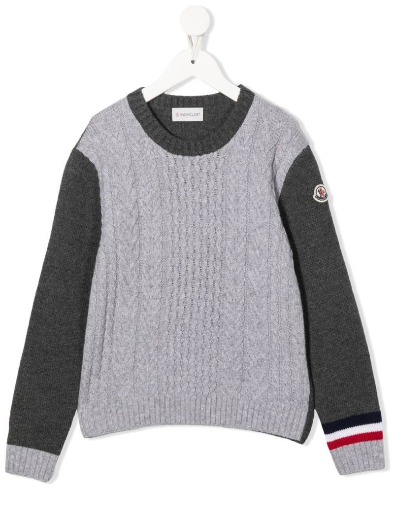 Moncler Enfant cable-knit crew-neck jumper - Grey von Moncler Enfant