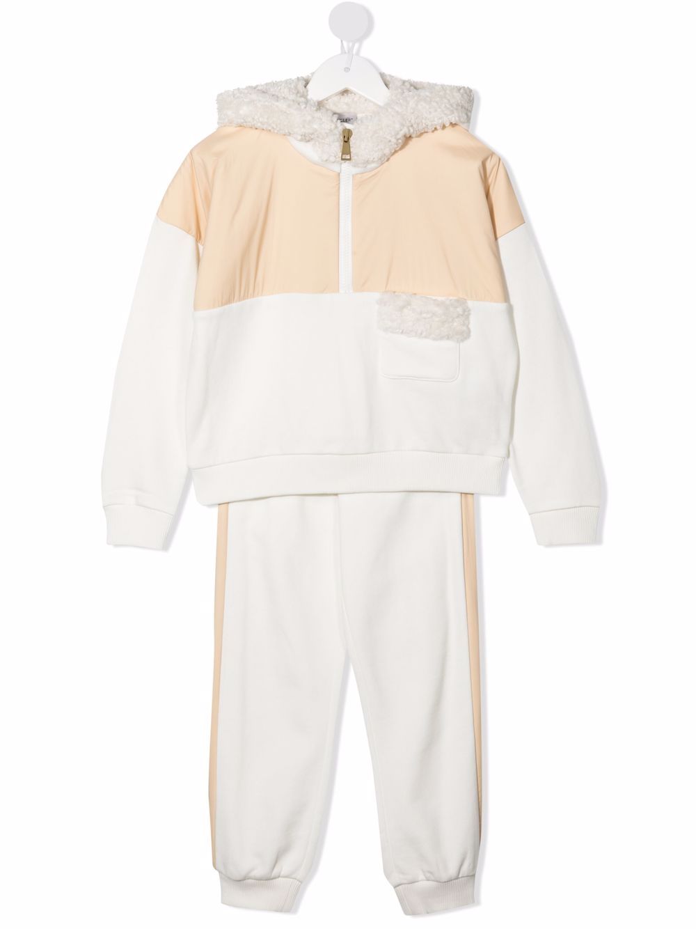 Moncler Enfant color-blocked fleece-trim tracksuit - Neutrals von Moncler Enfant