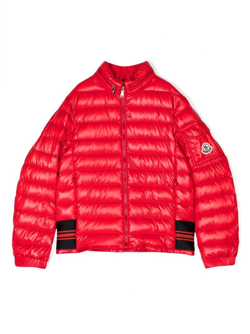 Moncler Enfant concealed-hood padded down jacket - Red von Moncler Enfant