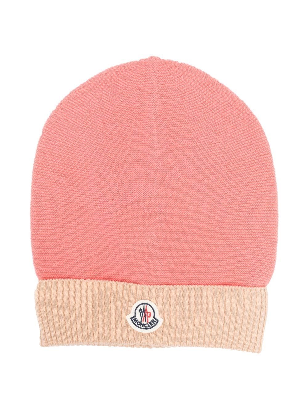 Moncler Enfant contrast-trimmed virgin wool beanie - Pink von Moncler Enfant