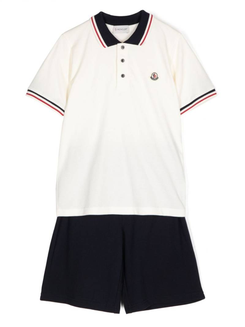 Moncler Enfant cotton polo shirt set - White von Moncler Enfant