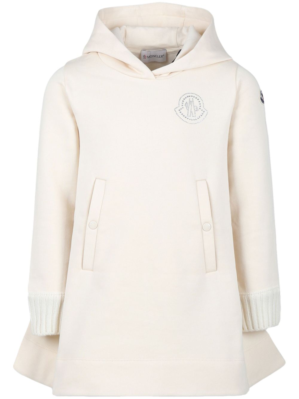 Moncler Enfant crystal logo hooded dress - White von Moncler Enfant