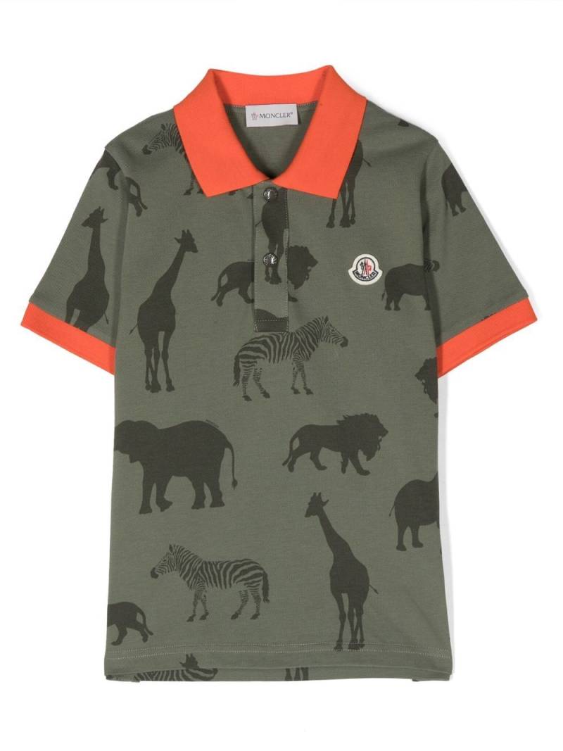 Moncler Enfant dinosaur-print polo shirt - Green von Moncler Enfant