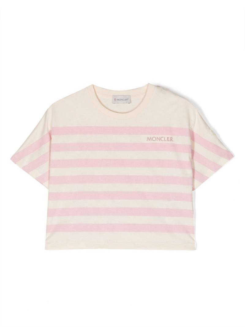 Moncler Enfant embroidered-logo cotton T-shirt - Neutrals von Moncler Enfant