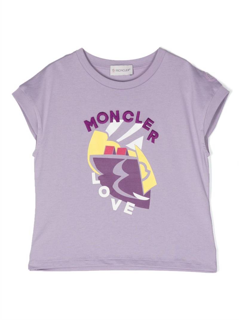 Moncler Enfant embroidered-logo cotton T-shirt - Purple von Moncler Enfant